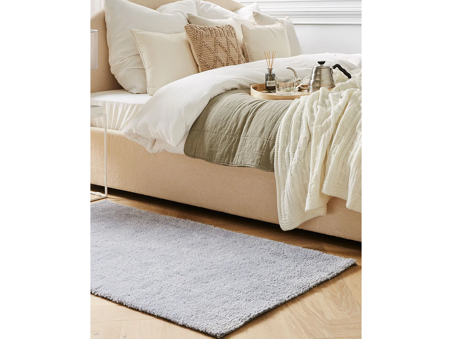 Tapis à poils longs DEMRE Gris clair 80 x 150 cm