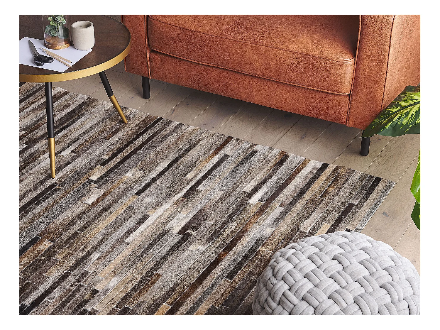Tapis TUZLUCA Gris 140 x 200 cm Cuir