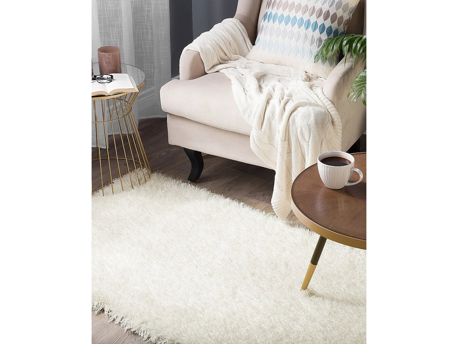 Vloerkleed polyester wit 80 x 150 cm CIDE