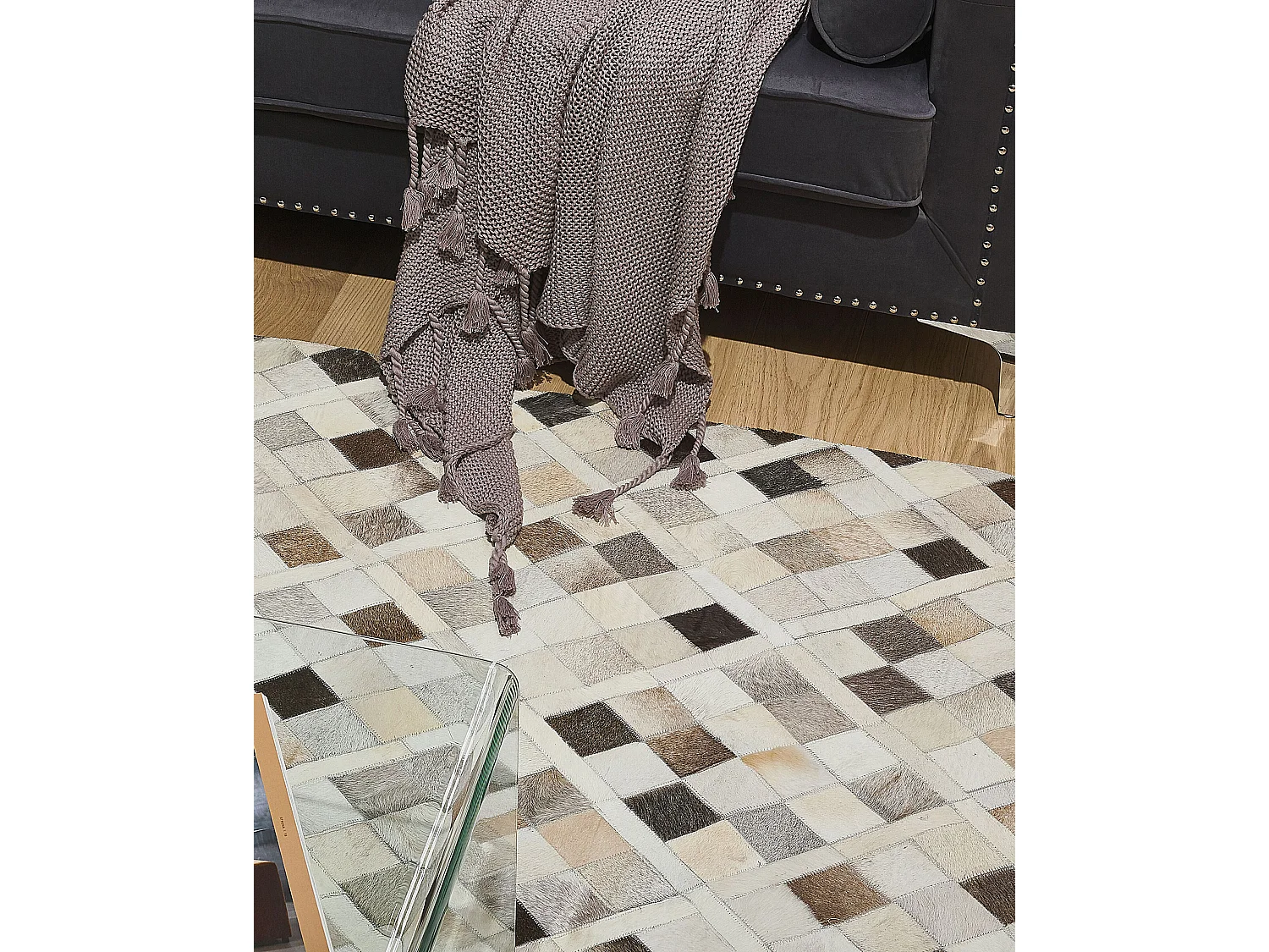 Tapis HIRKA Gris 160 x 230 cm Cuir