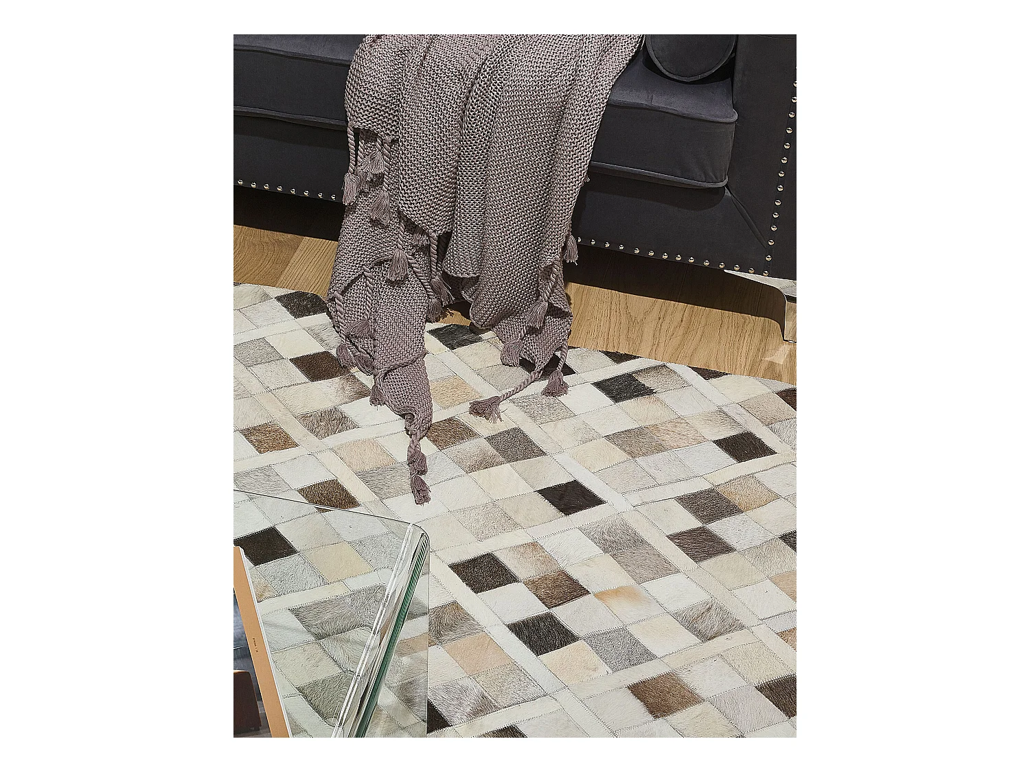 Tapis HIRKA Gris 160 x 230 cm Cuir