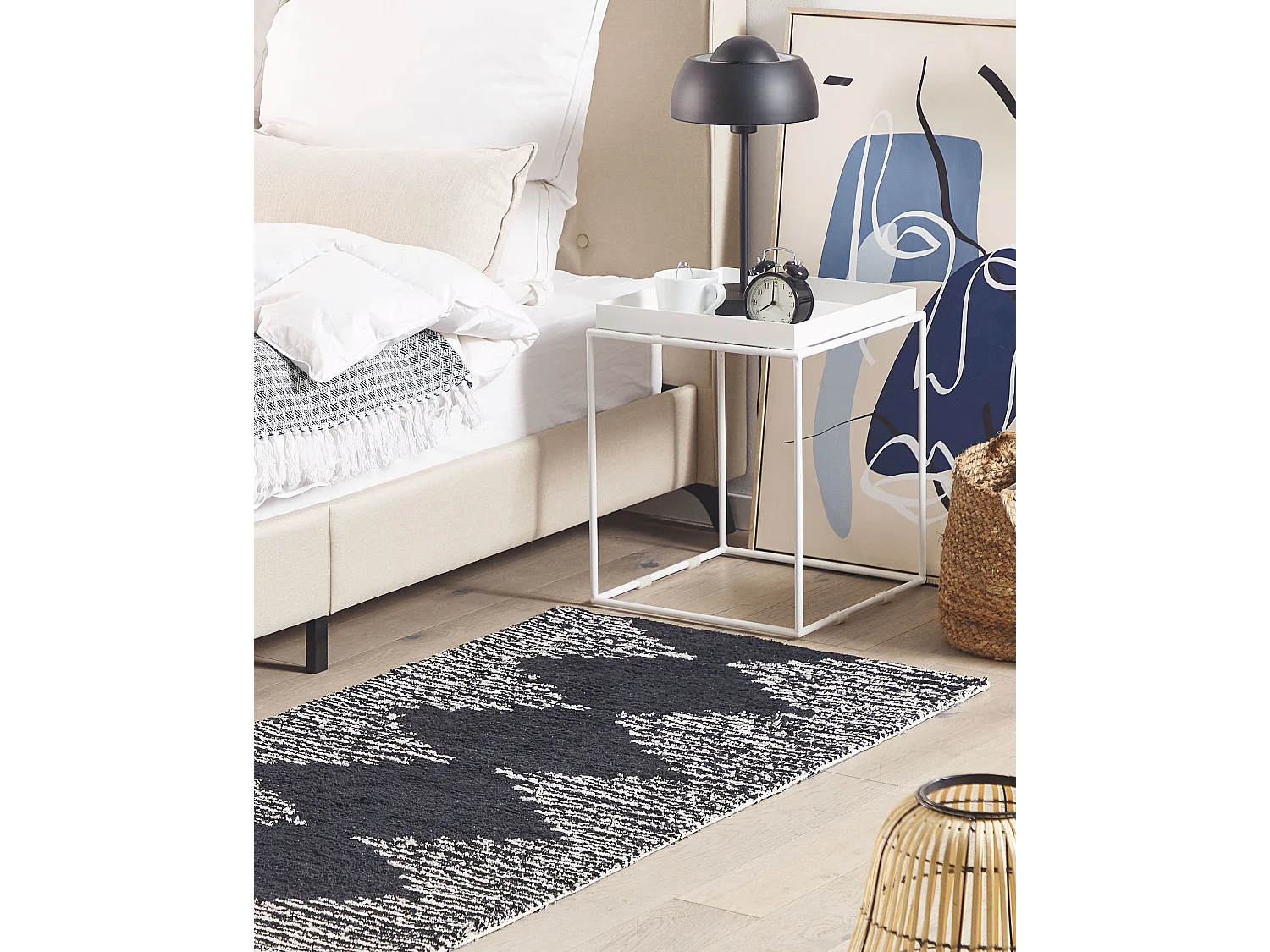 Vloerkleed katoen zwart/wit 80 x 150 cm BATHINDA