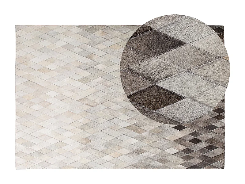 Teppich MALDAN 140 x 200 cm Echtleder Beige