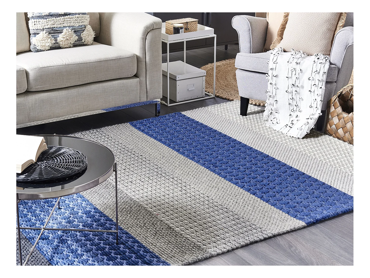 Tapis AKKAYA Bleu 140 x 200 cm Laine