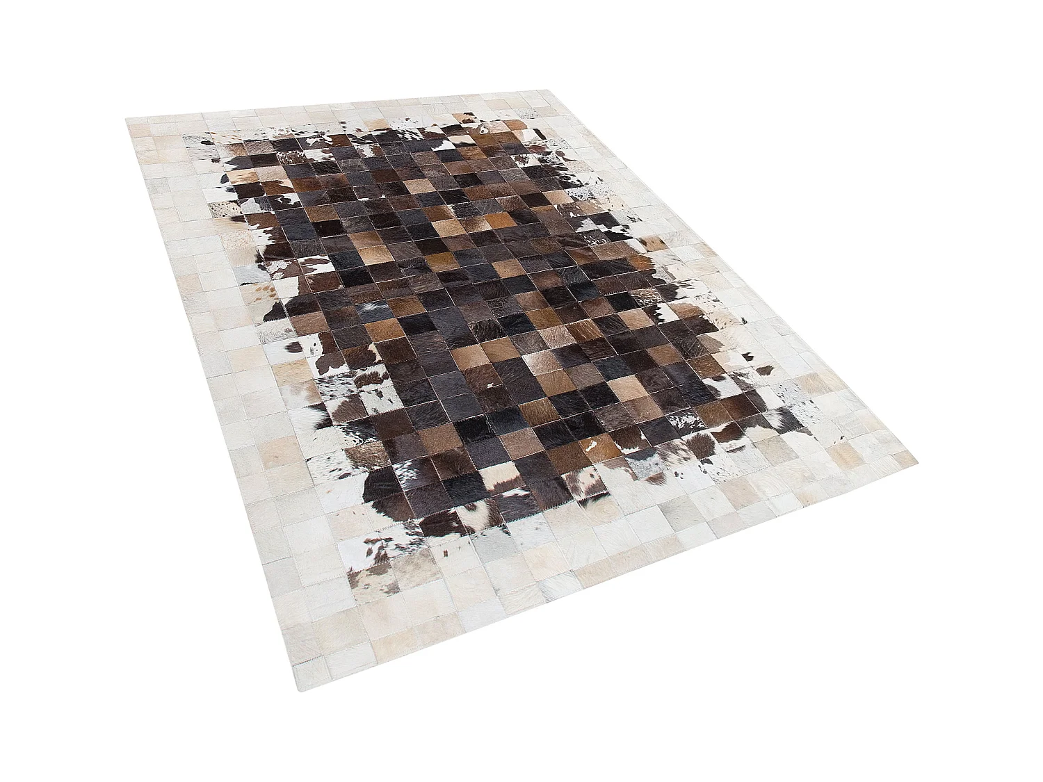 Wohnzimmer Teppich Modern Braun Beige Leder 160 x 230 cm Okculu