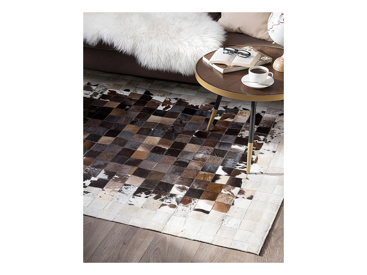 Vloerkleed OKCULU 160 x 230 cm Leer Bruin