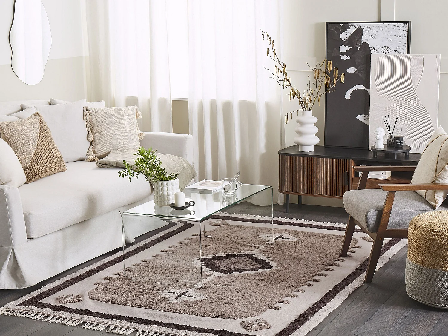 Vloerkleed katoen beige 140 x 200 cm GEYVE