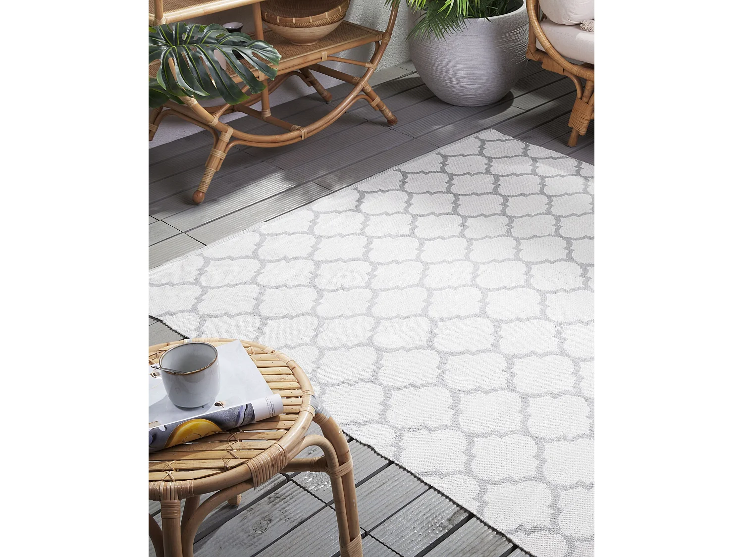 Tappeto da esterno reversibile 140 x 200 cm Grigio AKSU