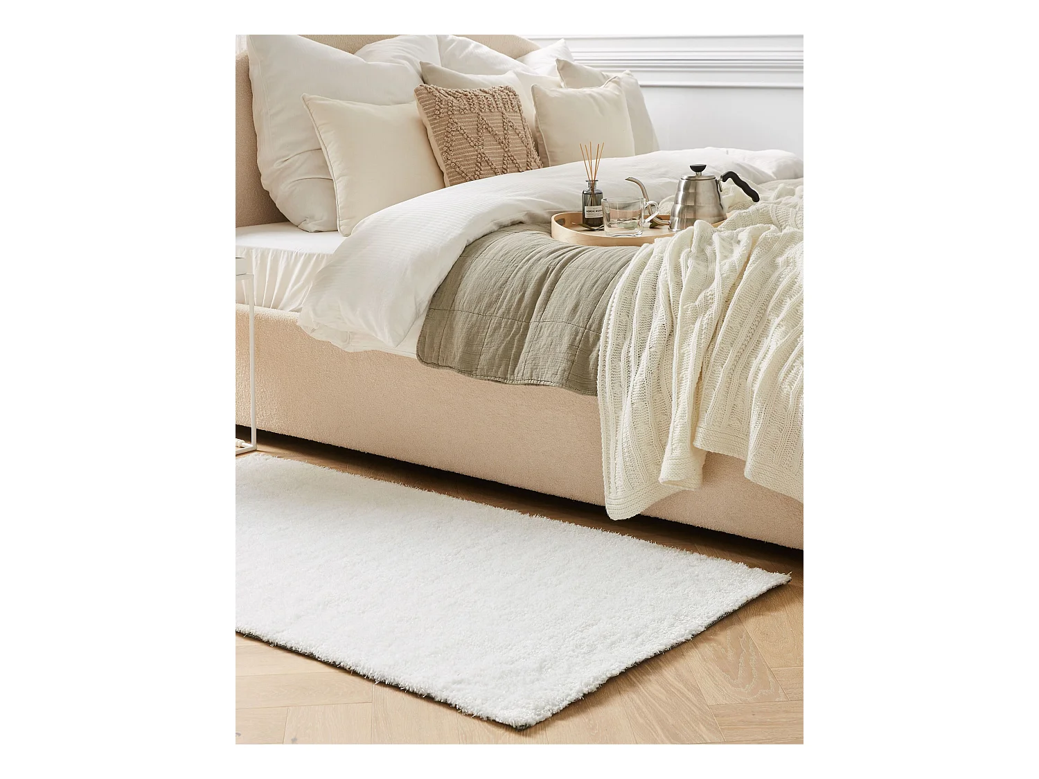 Vloerkleed polyester wit 80 x 150 cm DEMRE