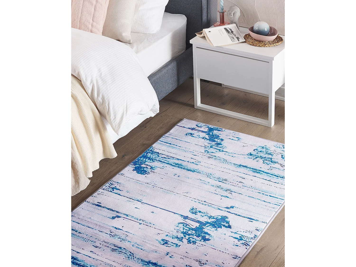 Teppich blau 80 x 150 cm Kurzflor BURDUR