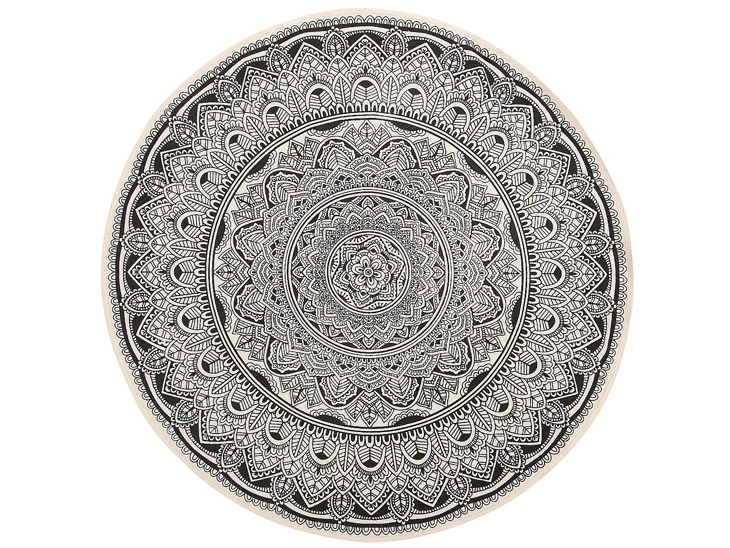 Tappeto tondo in cotone nero/crema ø 120 cm HIZAN