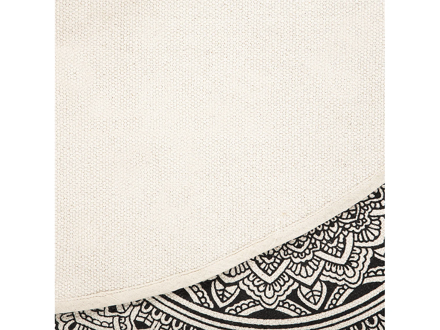 Tappeto tondo in cotone nero/crema ø 120 cm HIZAN