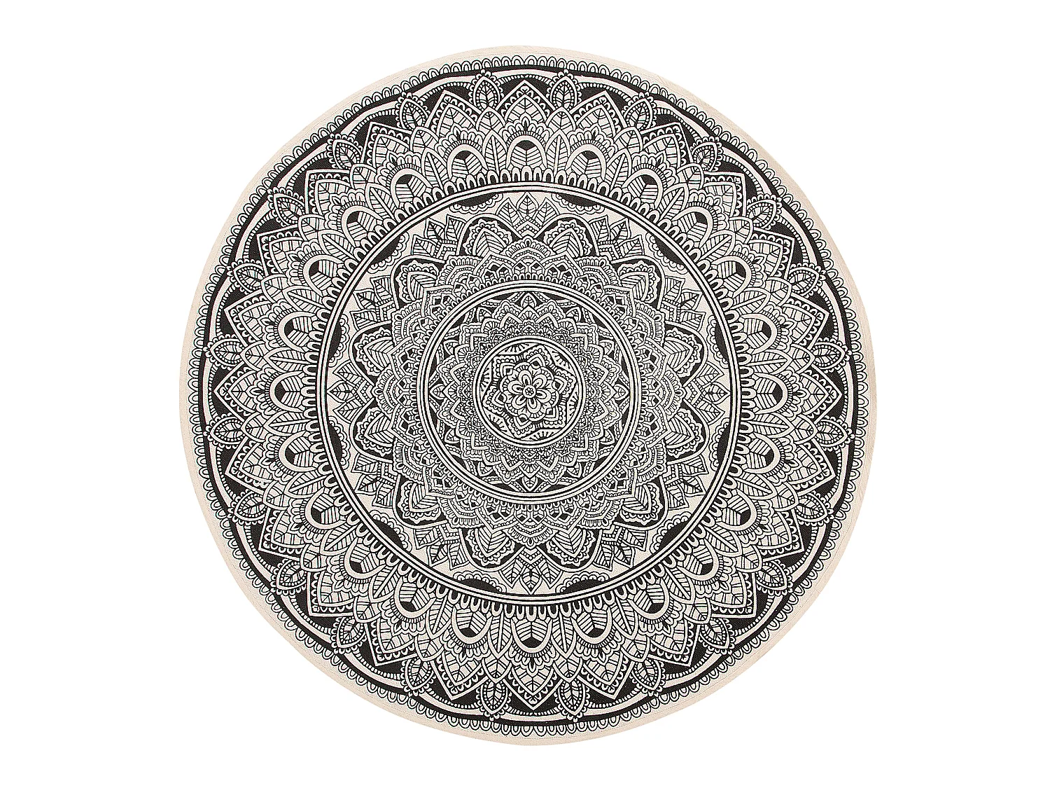 Tappeto tondo in cotone nero/crema ø 120 cm HIZAN