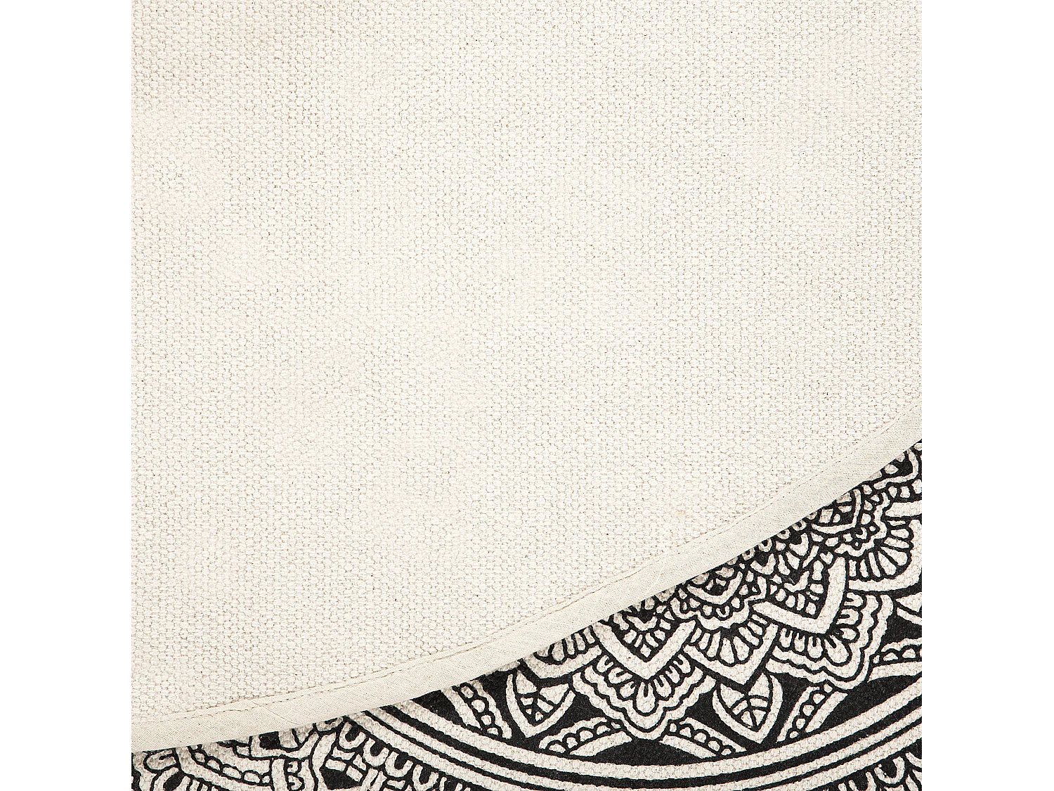 Alfombra de algodón negro/beige ⌀ 120 cm HIZAN