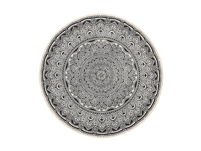 Vloerkleed katoen zwart/crème ø120 cm HIZAN