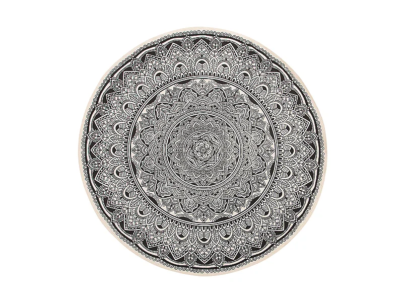Alfombra de algodón negro/beige ⌀ 120 cm HIZAN