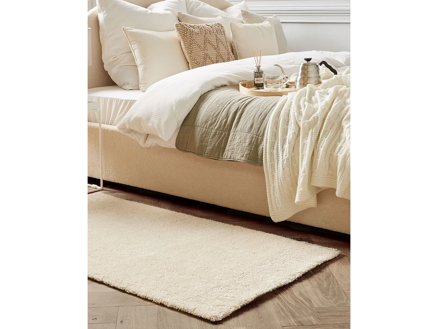 Tapis à poils longs DEMRE Beige clair 80 x 150 cm