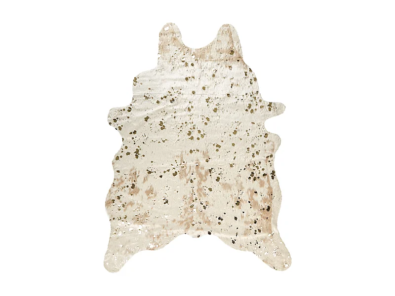 Kunstfell Teppich Kuhmuster beige mit goldenen Sprenkeln 150x200 cm Bogong