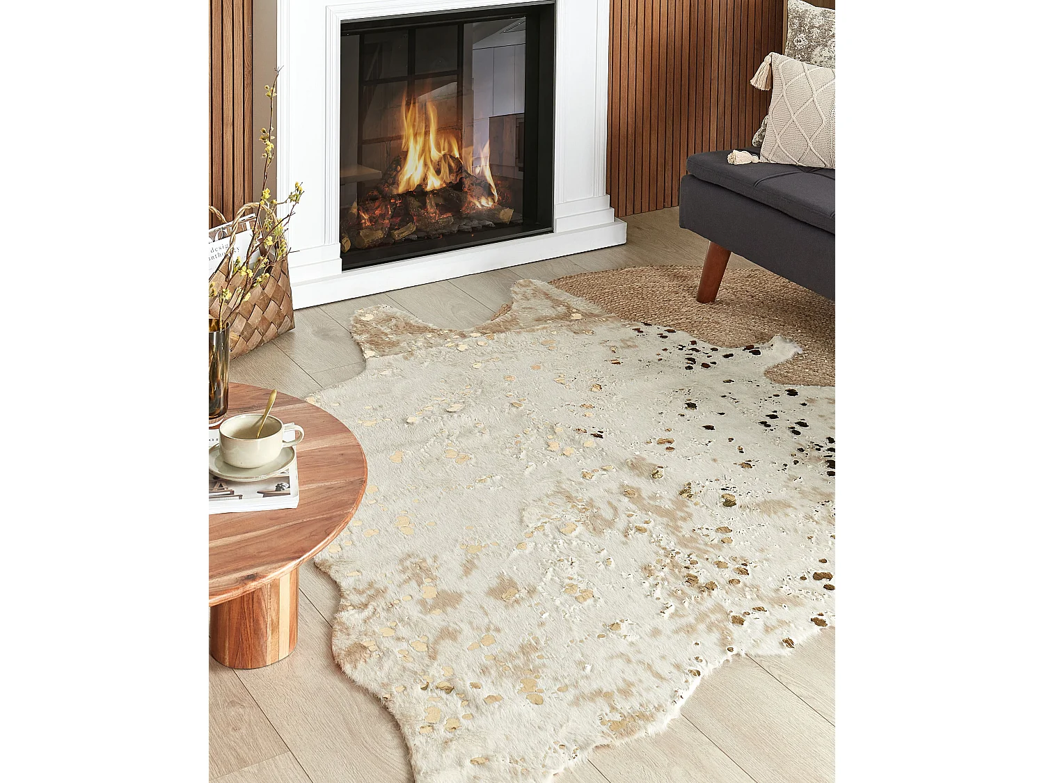 simili de vache BOGONG Beige clair 150 x 200 cm