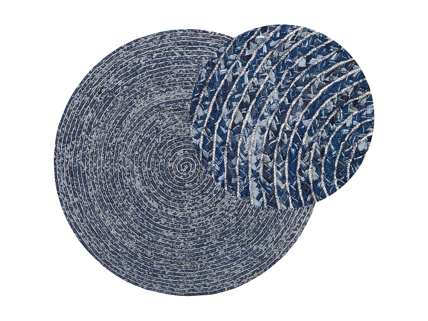 Dywan okrągły z dżinsu ⌀ 140 cm granatowy BULUCA