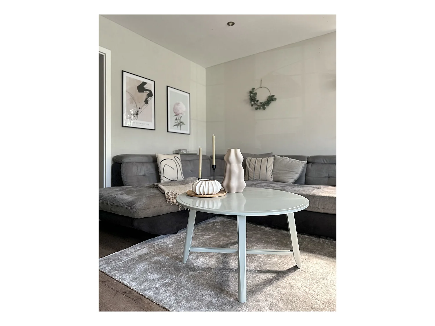 Teppich Viskose helles Grau 160 x 230 cm einfarbig handgewebt Kurzflor Gesi II