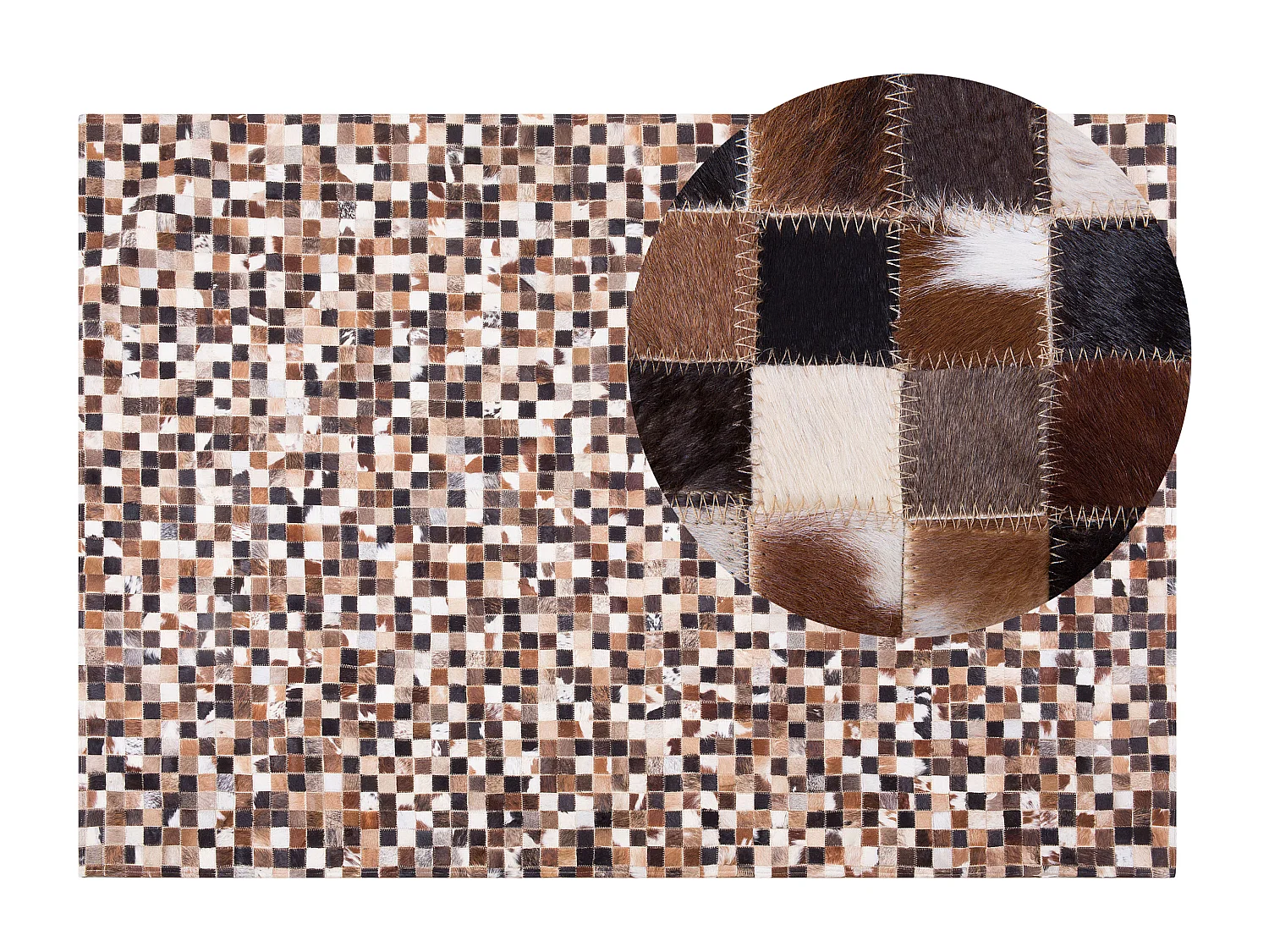 Patchwork Teppich bunt braun schwarz beige 160 x 230 cm handgefertigt Konya