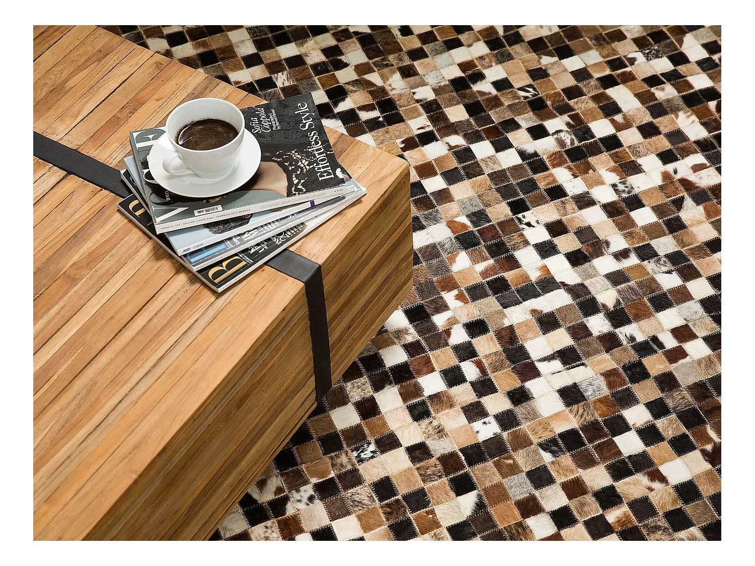 Patchwork Teppich bunt braun schwarz beige 160 x 230 cm handgefertigt Konya