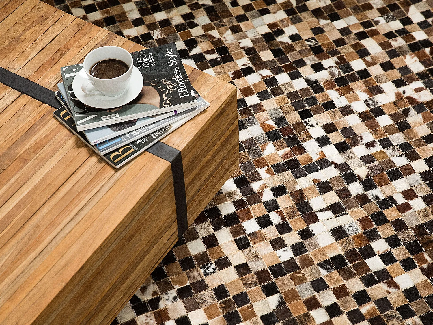 Tapis KONYA 160 x 230 cm Cuir Marron