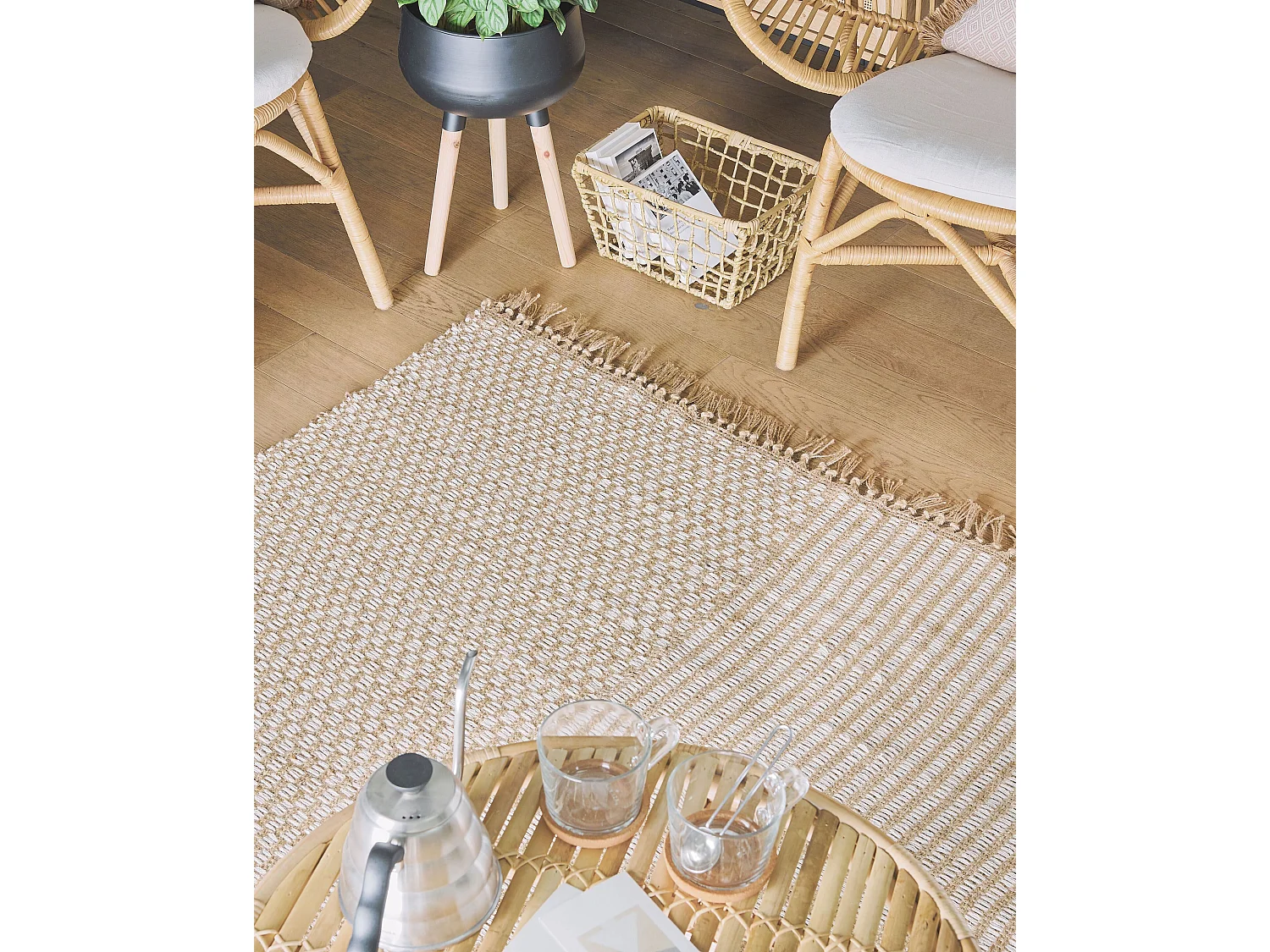 Vloerkleed ADABAG 80 x 150 cm Jute Beige