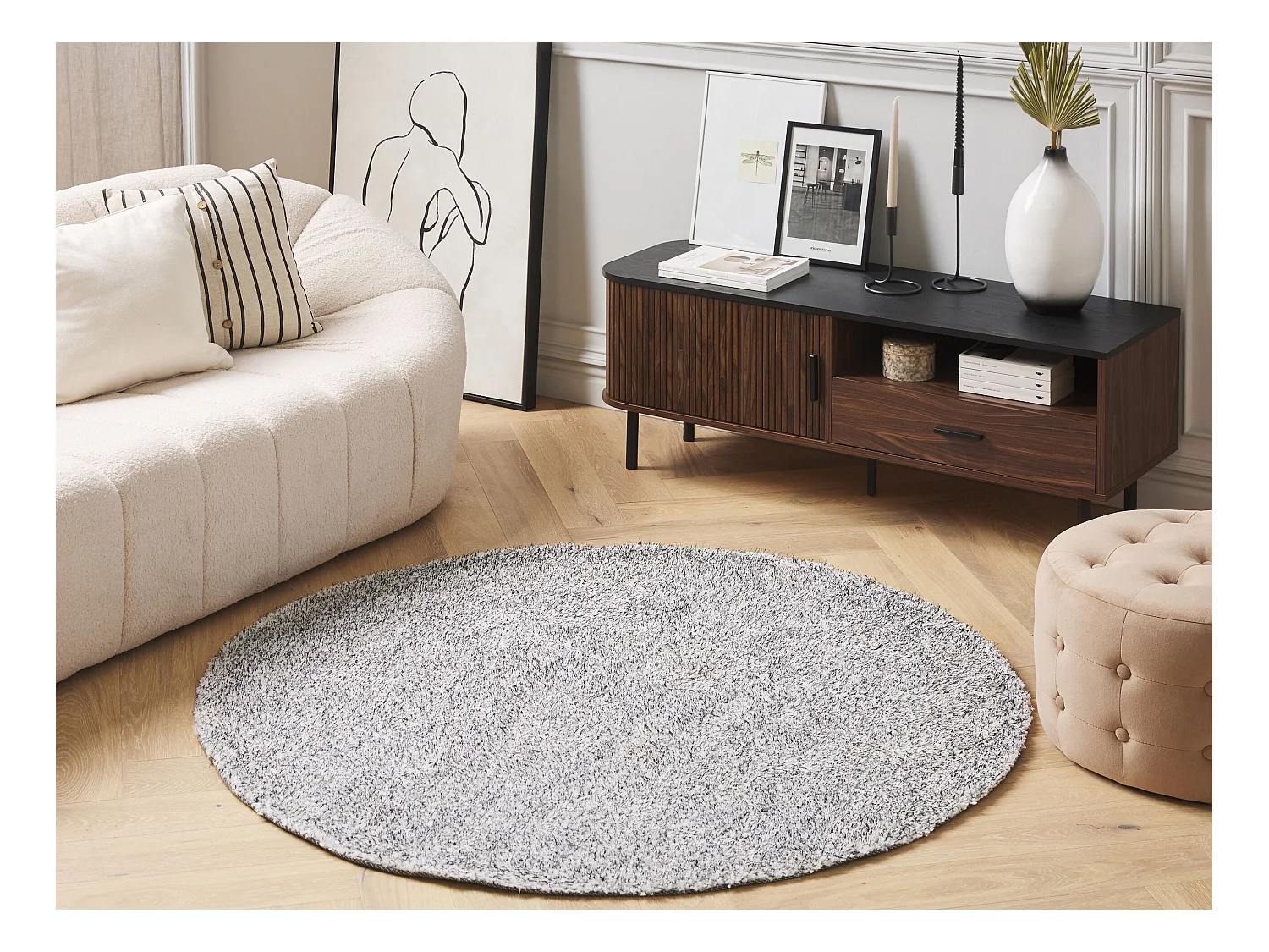 Tapis à poils longs DEMRE Gris ø 140 cm