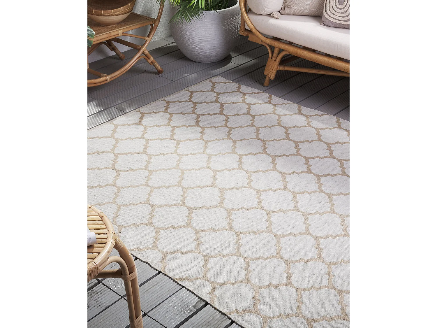 Tapete de exterior AKSU 160 x 230 cm Creme Reversível