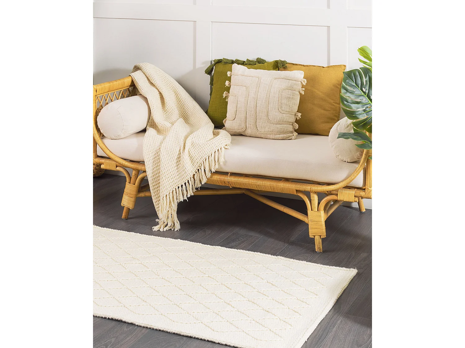 Tapis ERZIN Blanc cassé 80 x 150 cm Laine