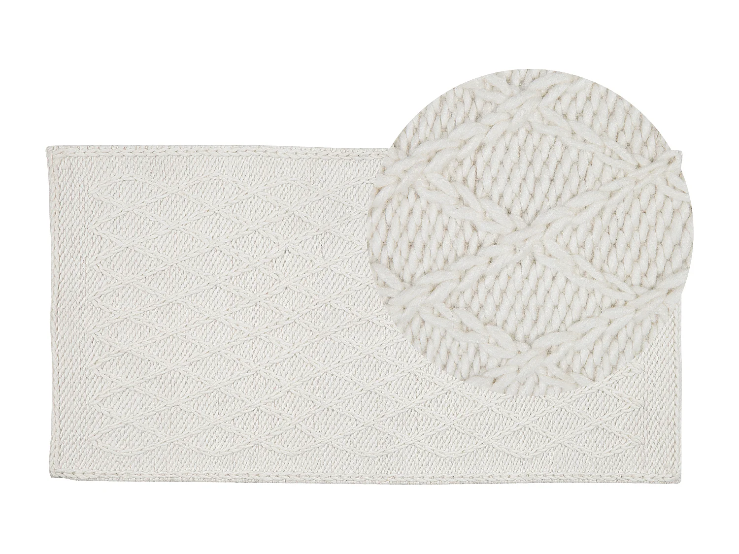 Tapis rectangulaire blanc cassé 80 x 150 cm ERZIN