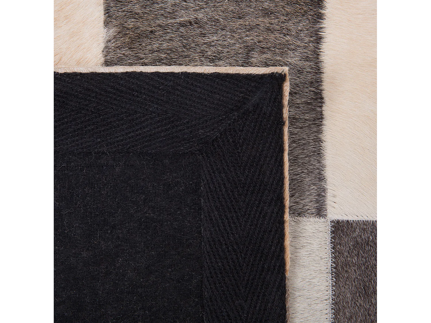 Lederteppich Kuhfell Patchwork braun beige grau rechteckig 200 x 300 cm Soke