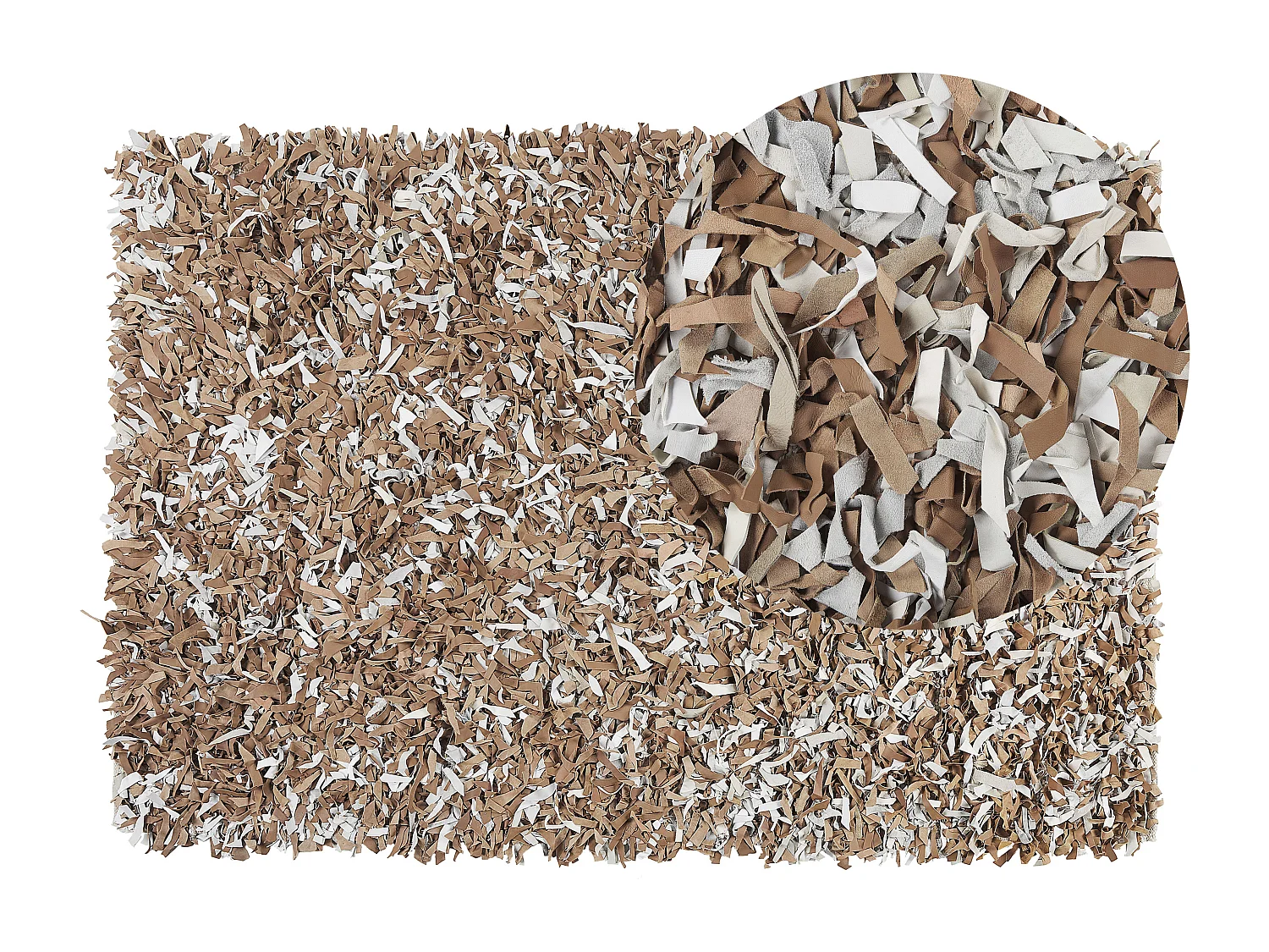 Tapis shaggy en cuir marron et gris 140 x 200 cm MUT