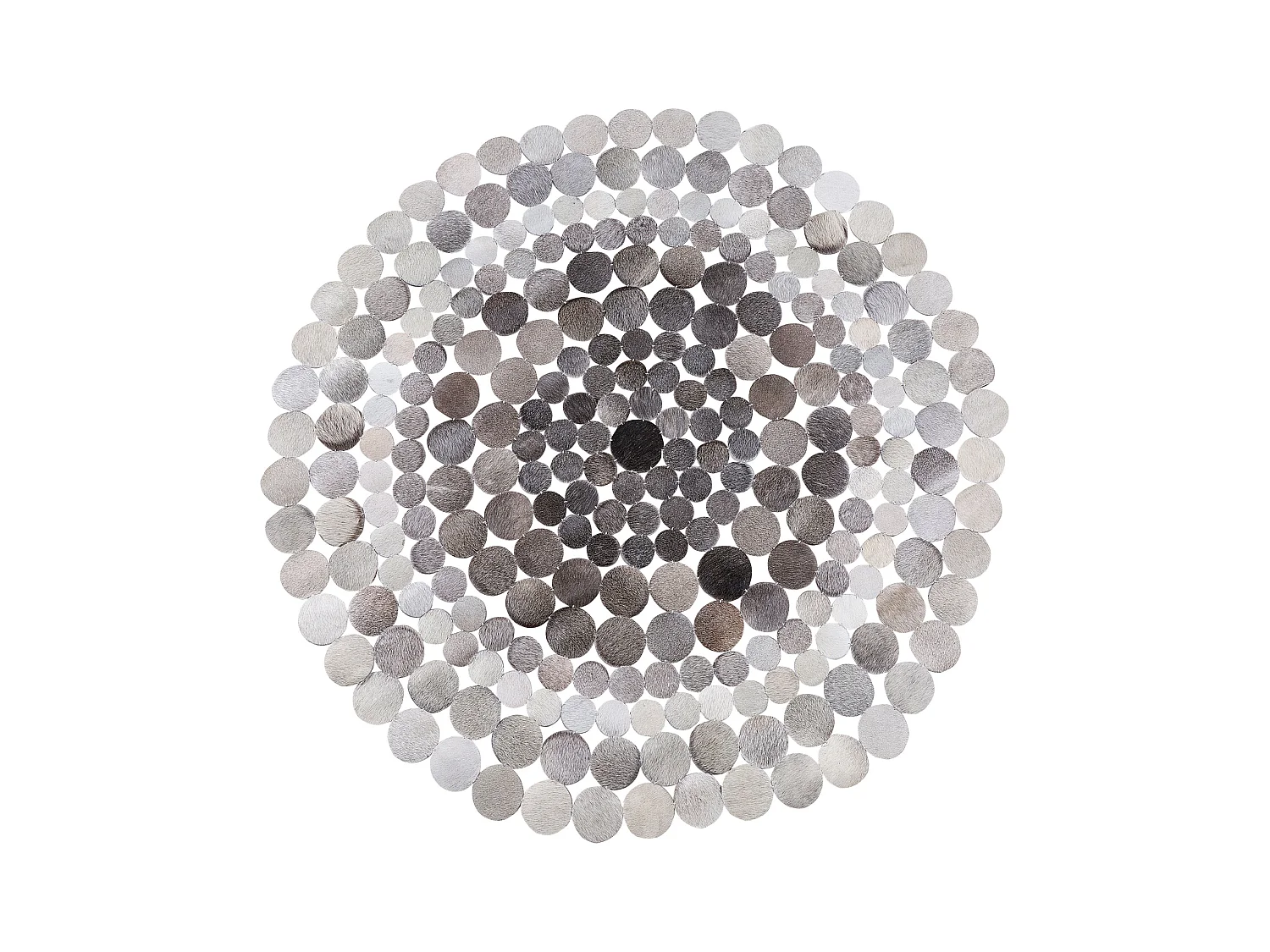 Teppich HILVAN ø 140 cm Echtleder Grau