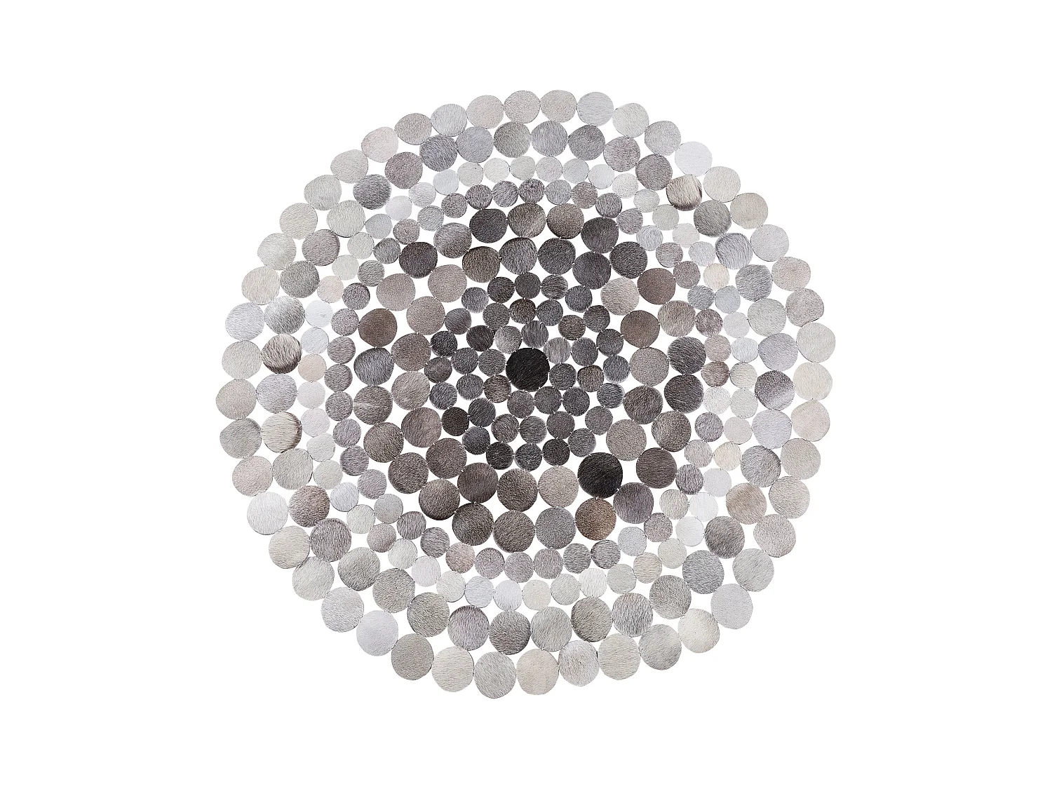 Teppich HILVAN ø 140 cm Echtleder Grau