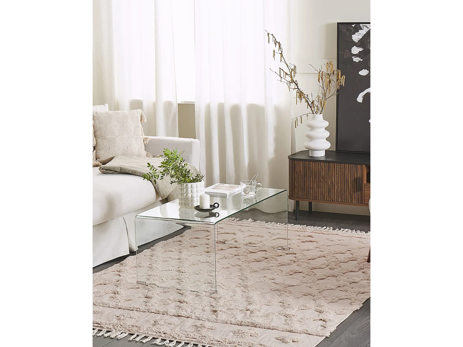 Alfombra de algodón beige 140 x 200 cm SULUOVA