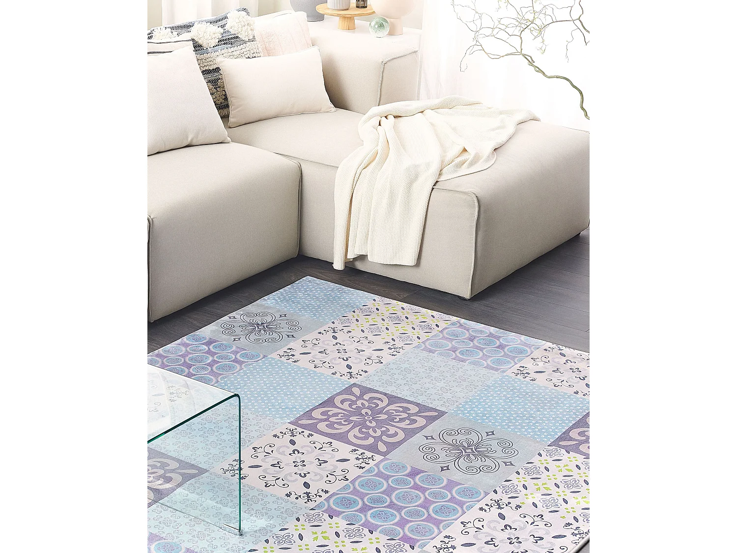 Tapis 160 x 230 cm motif mosaïque INKAYA