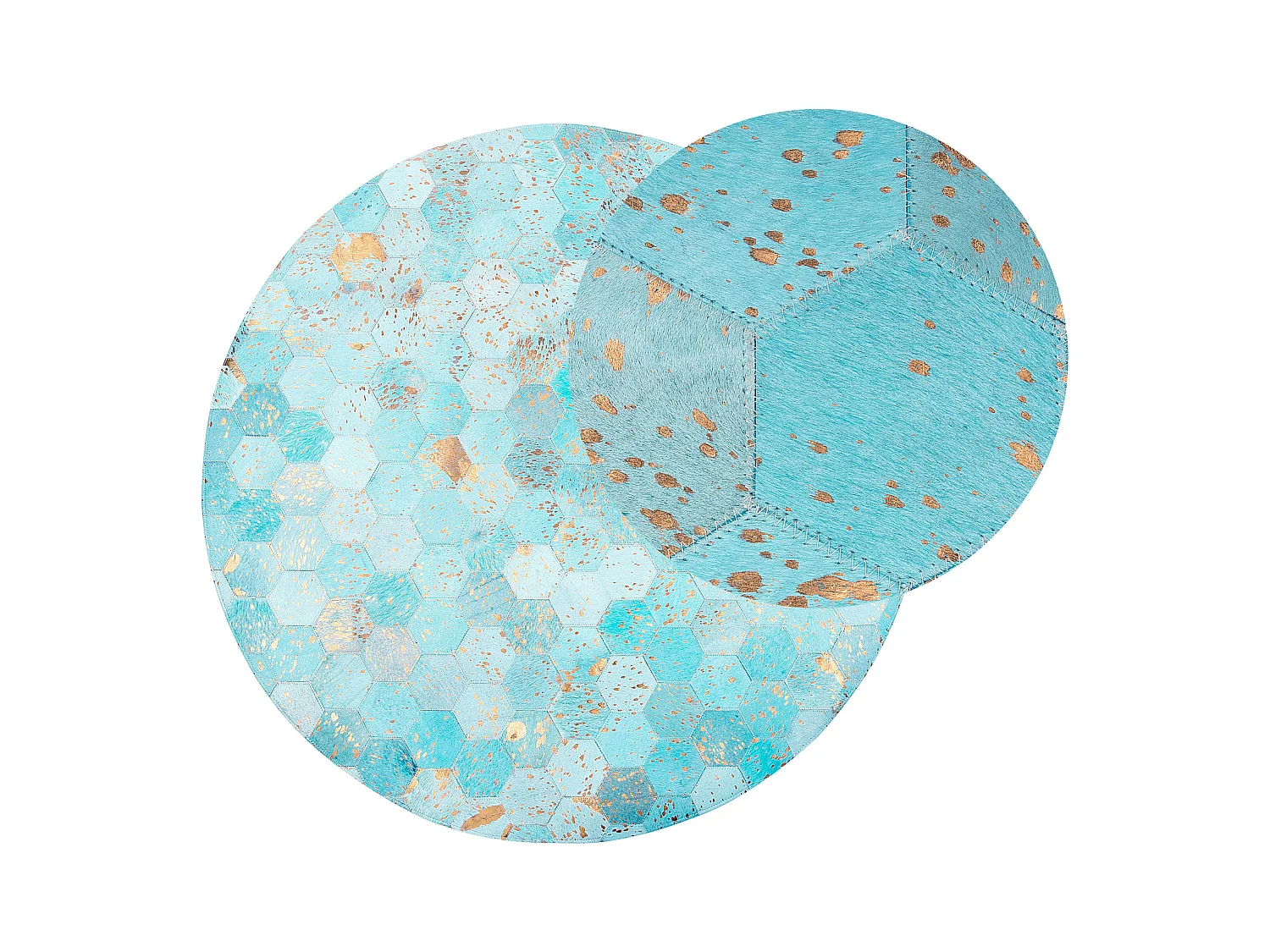 Vloerkleed ZEYTIN ø 140 cm Leer Turquoise