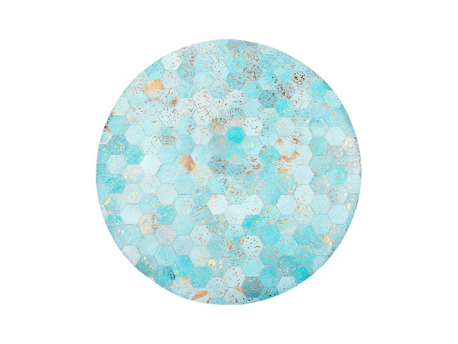 Vloerkleed ZEYTIN ø 140 cm Leer Turquoise