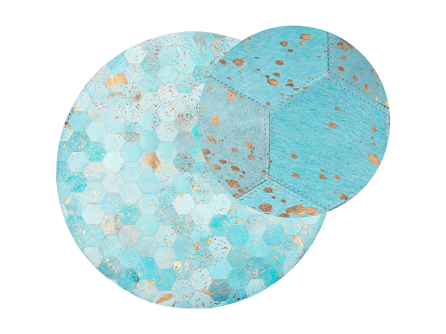 Vloerkleed ZEYTIN ø 140 cm Leer Turquoise