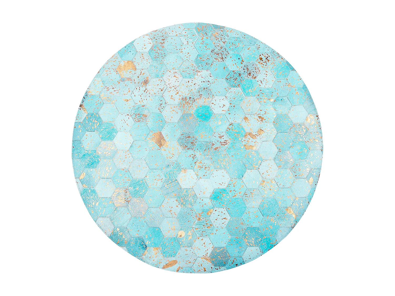 Vloerkleed ZEYTIN ø 140 cm Leer Turquoise