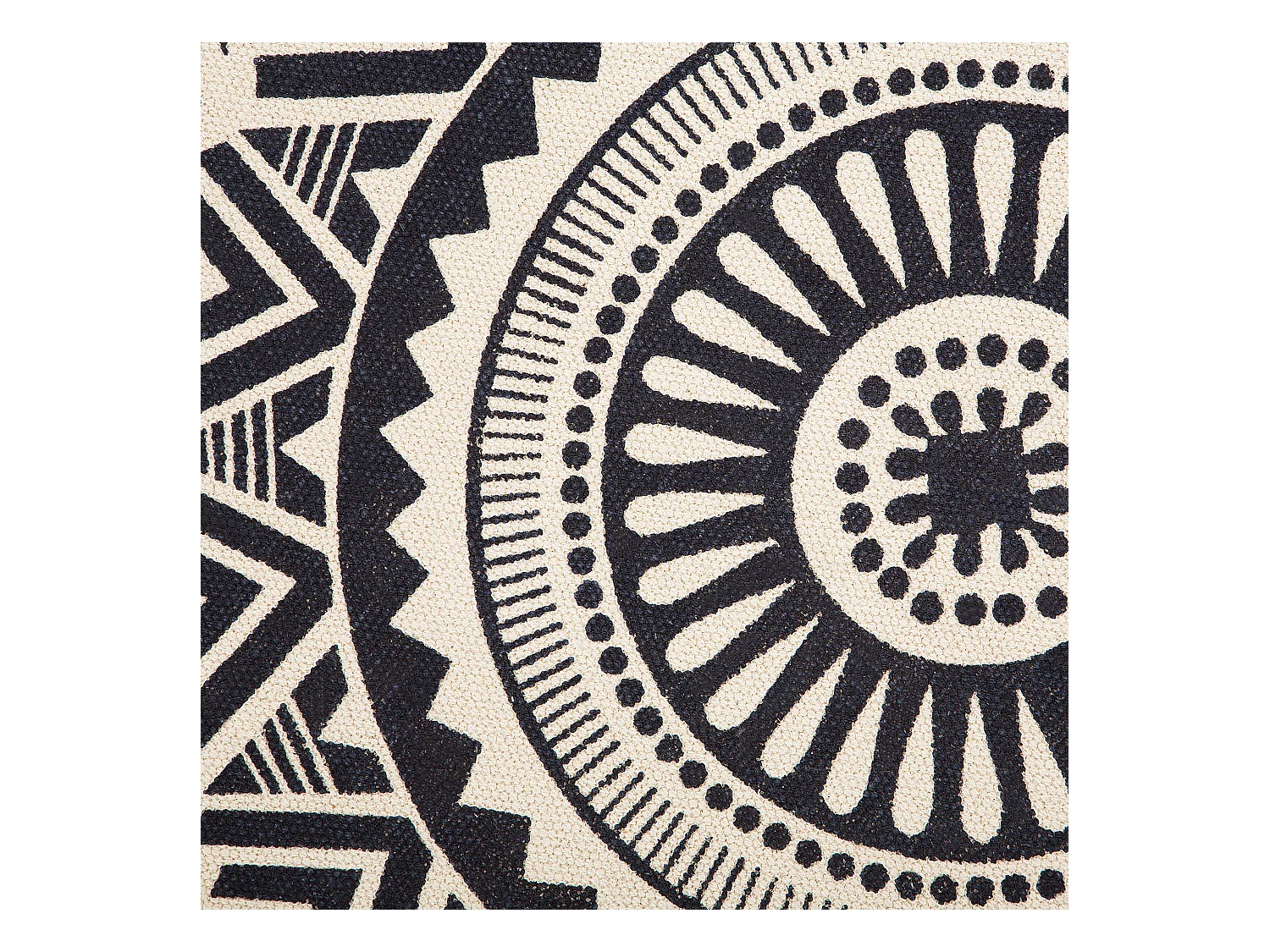 Tappeto tondo in cotone blu navy/crema con frangette ø 120 TATVAN
