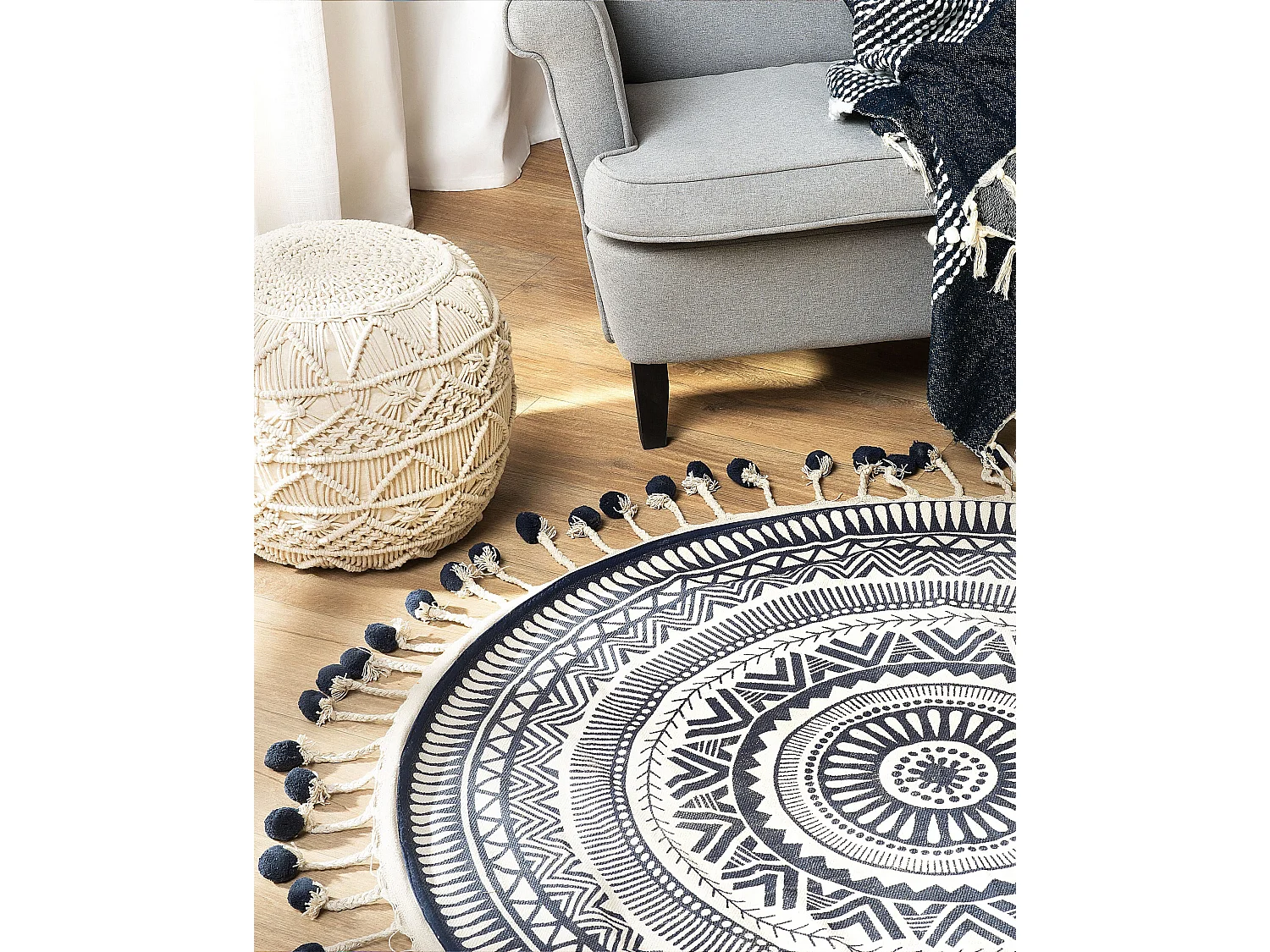 Tapis TATVAN Bleu ø 120 cm Coton