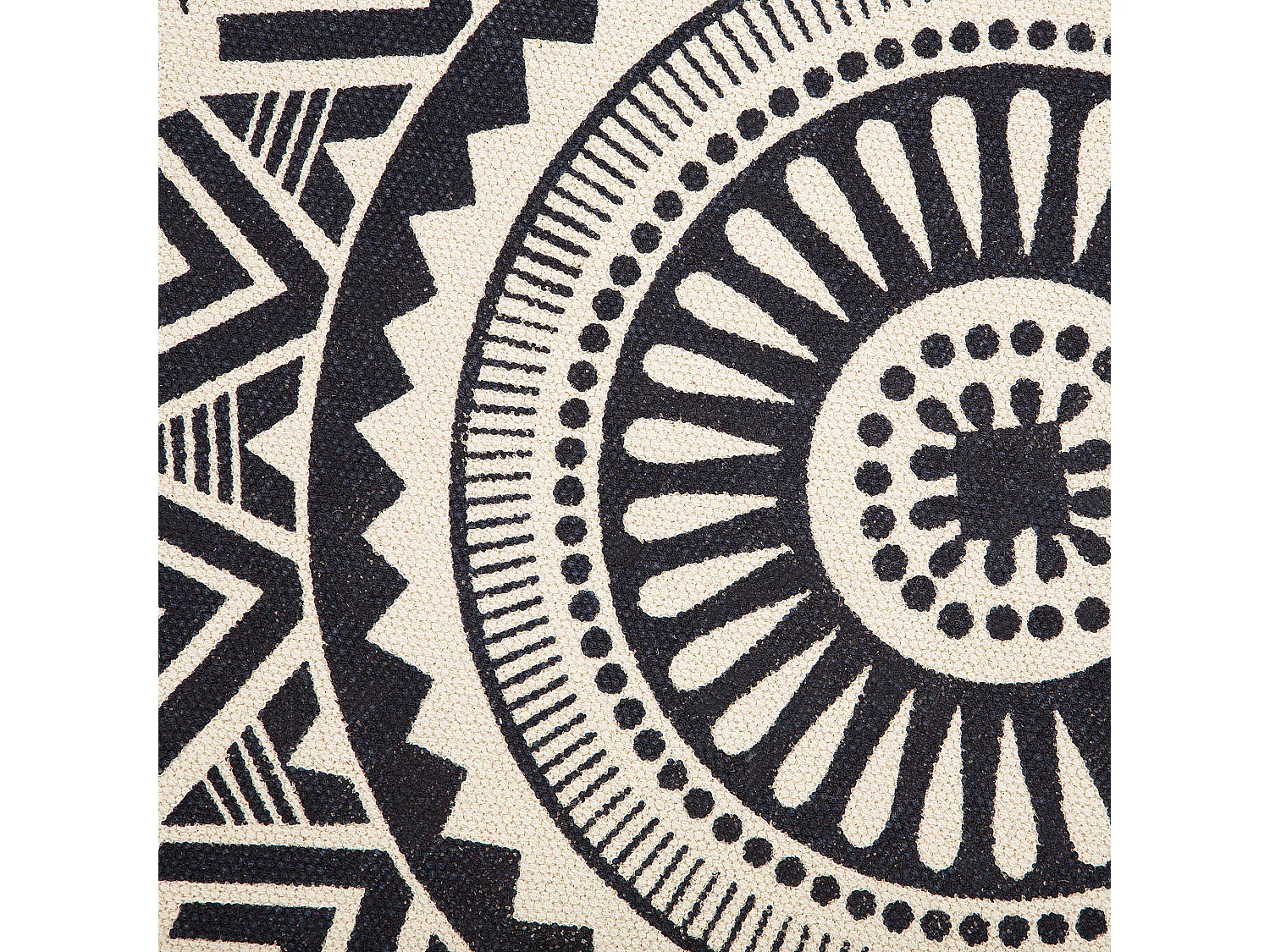 Tappeto tondo in cotone blu navy/crema con frangette ø 120 TATVAN