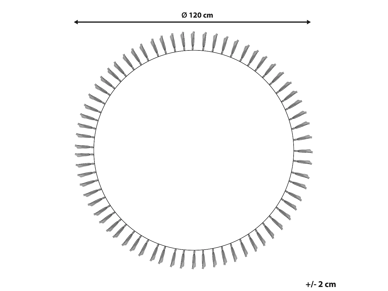 Tapis rond 120 cm à franges blanc crème et bleu foncé TATVAN