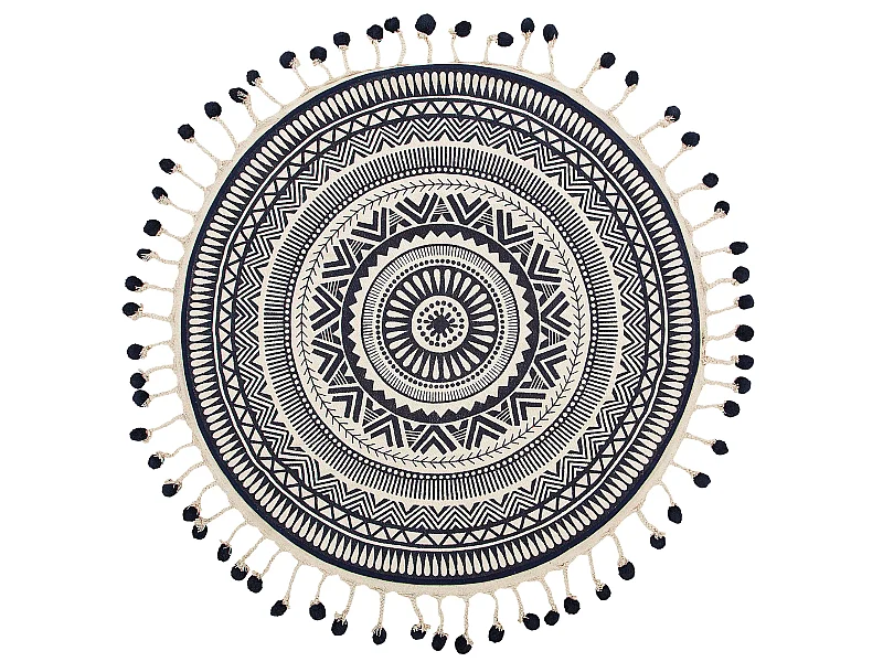 Dywan okrągły bawełniany ø 120 cm kremowo-granatowy TATVAN