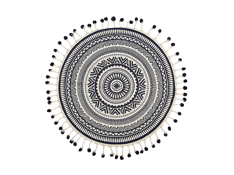 Tapete de algodão creme e azul marinho ø 120 cm TATVAN