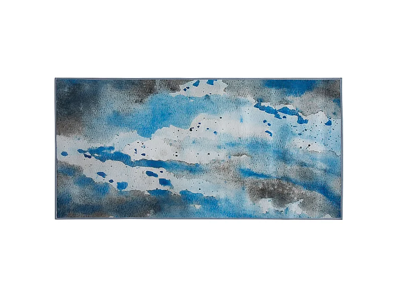 Trendiger Teppich mit abstraktem Flecken-Muster in Blau-Grau 80 x 150 cm Bozat